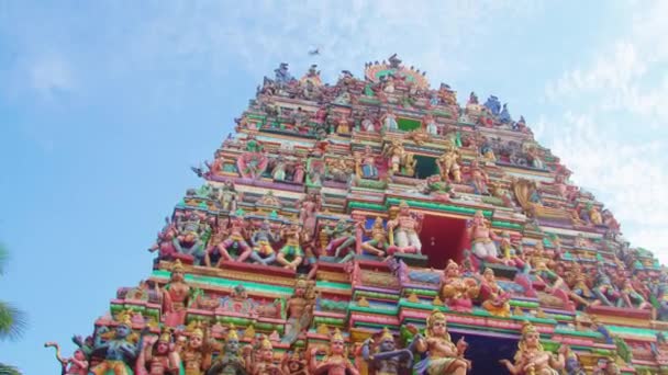 印度南部印度印度教庙宇的美丽景色 庙宇建筑的石原塔 — 图库视频影像