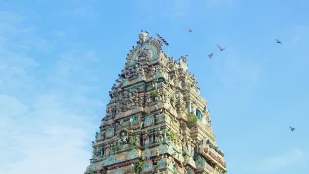 Bela Vista Templo Indiano Hindu Sul Índia Shikhara Torre Arquitetura — Vídeo de Stock