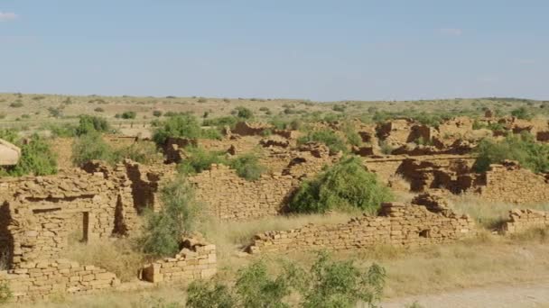View Abandoned Ancient Village Brick Walls Made Sandstone Rajasthan India — Stock Video