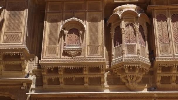 Intricate Carvings Artwork Patwon Haveli Mansion Old Haveli Made Sandstone — Stock video