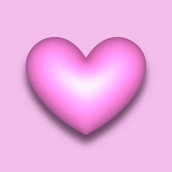 Açık pembe vektör, arka planda gölge olan 3D kalp.
