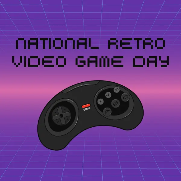 Gradyan arka planda bir joystick ile Ulusal Retro Video Oyun Günü için vektör pankartı