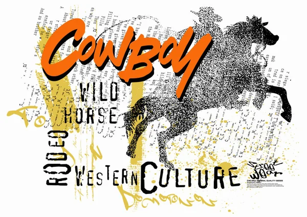 Sprey sıçrama efektli tipografi sokak sanat graffitisi, grunge art cowboy rodeo, rodeo, kovboy, şehir graffiti sokak sanat sloganı t-shirt veya sweatshirt için.