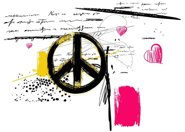 Barış Hippi Sembolü Şehir Tipografisi Hipster Sokak Sanat Graffiti Sloganı — Stok Vektör
