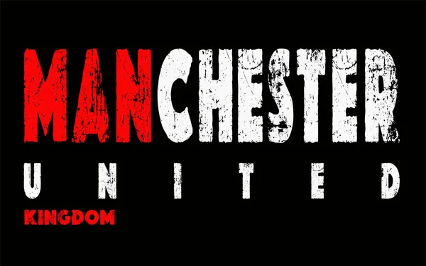 Klasik mancester tipografi grunge, Manchester Birleşik Krallık tipografi tasarımı, grafik tişört için kırmızı tipografi.