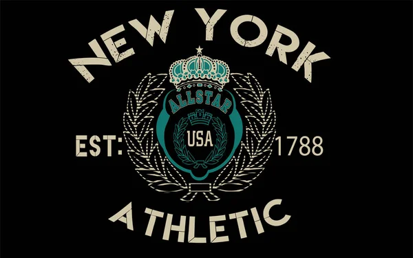 New York Üniversitesi 'nin klasik üniversite takımı Brooklyn' li New York 'lu grunge sloganı klasik New York tipografisi sloganı New York sloganı Grafik Tişört için grunge etkisi
