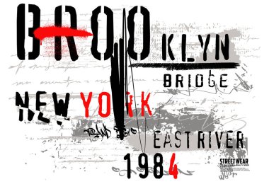 Broklyn, New York, şehir mesajı, tişört izi kalıpları. t-shirt grafikleri vektör illüstrasyon tasarımı, tipografi sokak sanatının graffiti sloganı t-shirt baskısı
