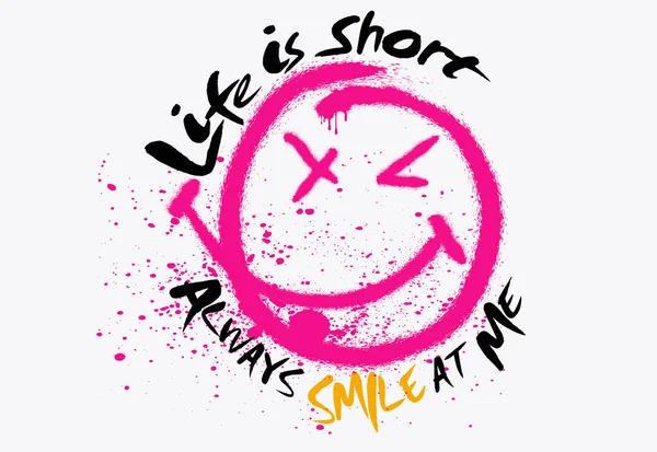 Wektor Uśmiech Ilustracja Projekt Grafika Tshirt Druki Grunge Uśmiechnięty Emotikony — Wektor stockowy