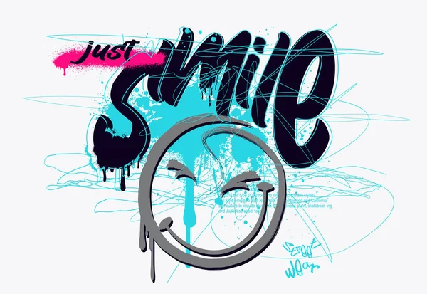 Vector Smile Illustration Design Graphics Shirt Prints Urban Graffiti Street — Stockvektor