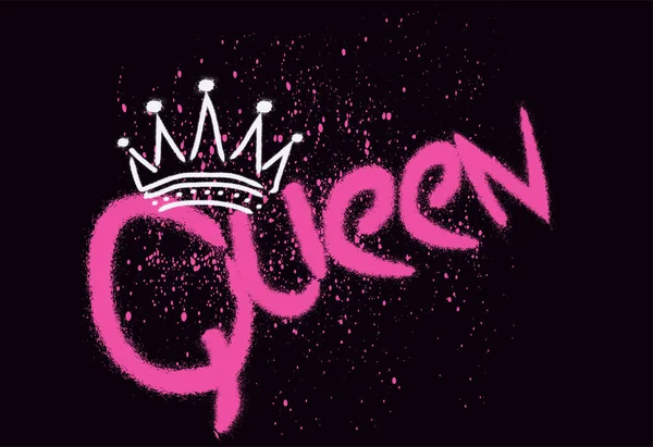 Graffiti Slogan Queen Style Graffiti Urbain Slogan Reine Avec Effet — Image vectorielle