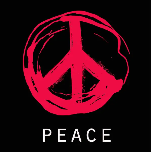Señal Dibujada Mano Pacifista Símbolo Hippie Paz Pincel Pintura Círculo — Vector de stock