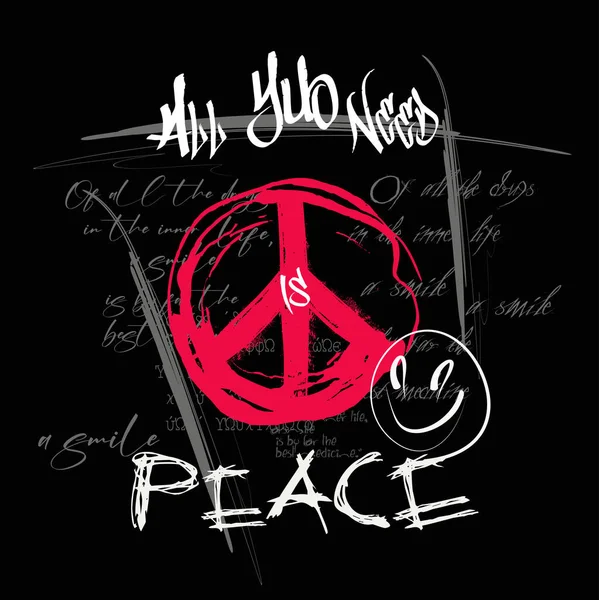 Barış Sembolü Barış Eli Çizilmiş Linotip Sembolü Kavramsal Yazısı Motivasyon — Stok Vektör