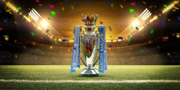 Karachi, Pakistan. 02 Temmuz. Premier Lig 2023 2024 kutlama kupasını stadyumla kazandı. 3d resimleme.