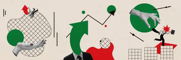 İş Konsepti Yaratıcı Sanat Kolajı. Geometrik Retro Sanat. Doku Arkaplanı. Metnin için Uzay Tasarımı Kopyala. Poster Afişi Pilotu.