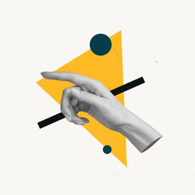 Takım Elbiseli İşadamı Sanat Kolajı. Geometrik Çizgi Çizimi. Poster Afişi Uçan BAckground Boşluk Posta Kartı Tasarımı. 