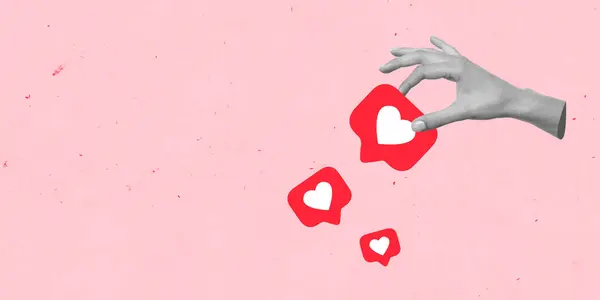 Sosyal Medya Yaratıcı Kavram Sanat Kolajı. Simge Web Kurgusu. Uzay Arkaplanı Afişi Poster Posteri Poster Tasarımı Kopyala. Sevgi Takibi Sembol Ana Sayfası Web Trendi Ünlü Trend 2024