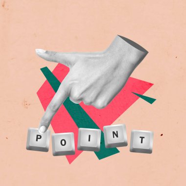 Tip El Yaratıcı Sanat Kolajı Popüler Pop Biçim Simgesi Poster Posteri Modern Doku Kopyalama Arkaplanı Boşluğu 