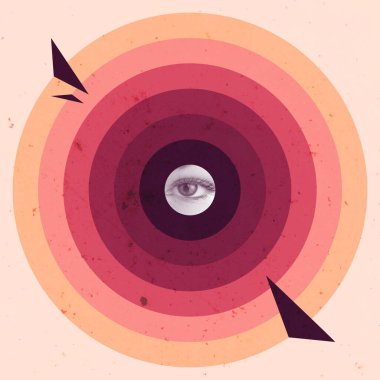 Retro Renkler Yaratıcı Sanat Kolajı. Poster Flyer Banner Tasarımı. Geometrik Çizim Sanatı. Klasik Ogange Red Pallete. Boşluk Dokusu Arkaplanı Kopyala. PArty Fun Dans Hupnotik. Yeni Modern Biçim