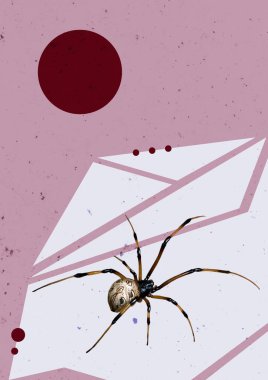 Hayvan Sanatları Kolajı. Yaratıcı Gerçeküstü Tasarım. Dikey Poster.