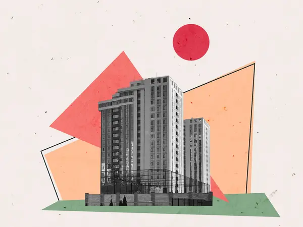 Retro Business Concept Creative Art Collage Poster Posteri Modern Doku Kopyalama Arkaplanı Boşluğu 