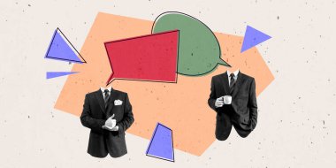 Retro Business Concept Creative Art Collage Poster Posteri Modern Doku Kopyalama Arkaplanı Boşluğu 