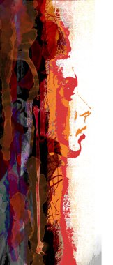 Bir kızın yüzü. Suluboya ve kalem 2