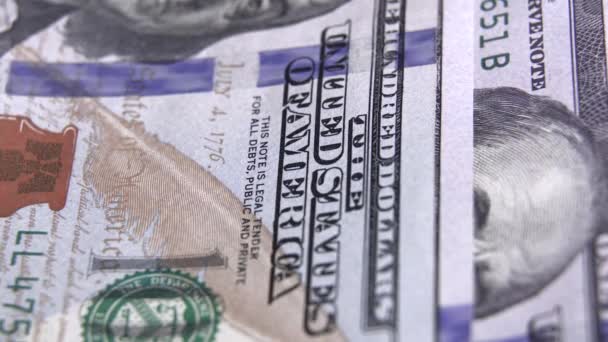 Vertical Video Wad 100 American Dollars Money Cash Banknotes Bribe — стоковое видео