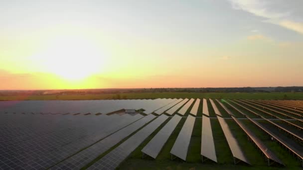 Aerial Hdr View Solar Panels Stand Row Fields Power Ecology — Wideo stockowe