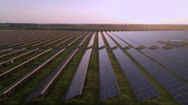Aerial HDR view of solar panels stand in a row in the fields power ecology innovation nature environment green energy ecology innovation environment solar farm..
