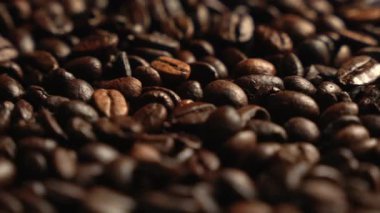 Dönüşümlü kahve çekirdekleri yakın çekim. - Kahve. Canlandırıcı bir içki. Kopi luwak kahve çekirdeği dokusu