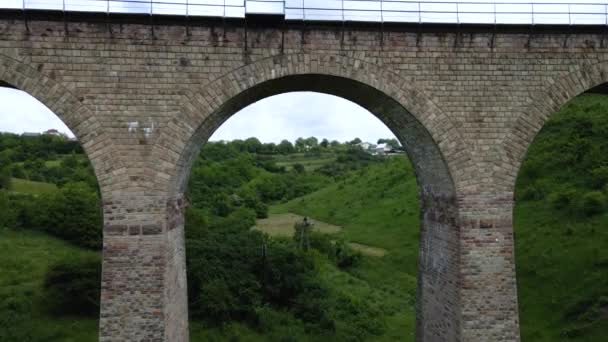 Luchtfoto Van Een Oude Spoorweg Viaduct Oostenrijks Hongaarse Spoorbrug Het — Stockvideo