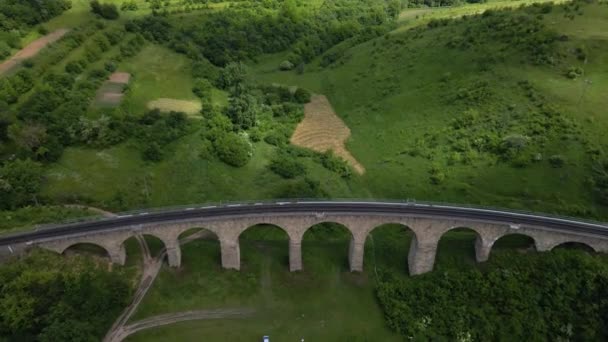 Luchtfoto Van Een Oude Spoorweg Viaduct Oostenrijks Hongaarse Spoorbrug Het — Stockvideo