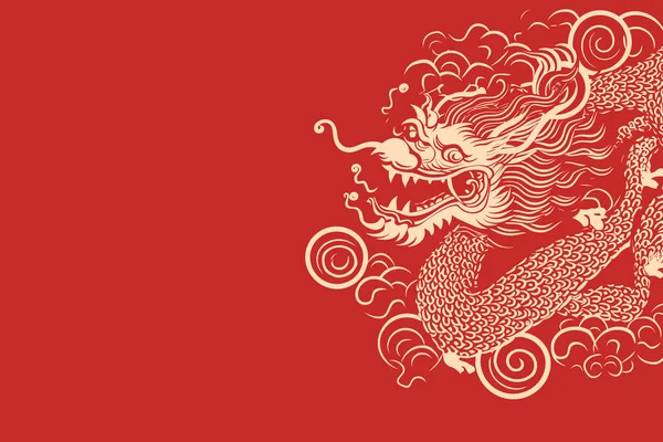 Çin ejderhası sembolü kırmızı arkaplan 
