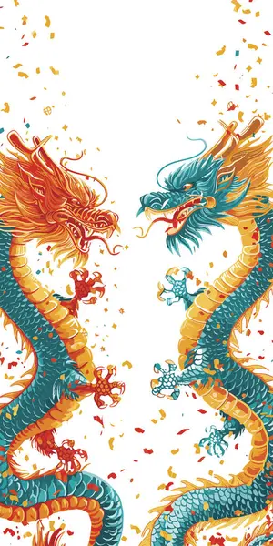 Double Chinese Dragon Background Wallpaper — Stock Vector