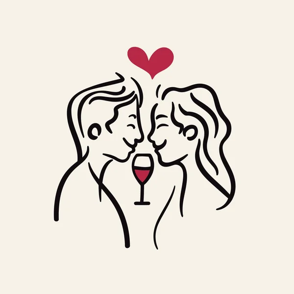 Schets Grafisch Van Liefde Paar Geïsoleerde Achtergrond Symbool — Stockvector