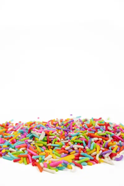 Polvilhas Açúcar Coloridas Fundo Branco — Fotografia de Stock