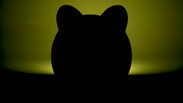 Silhouette Piggy Bank Colorful Light Background — Stock Video