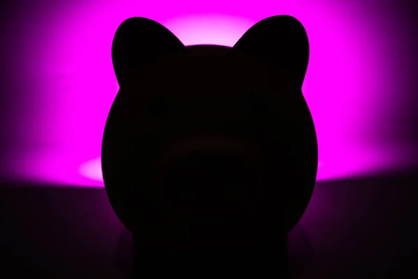 Силуэт Копилки Фиолетовом Светлом Фоне — стоковое фото