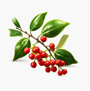 Beyaz arka planda Noel ökseotu