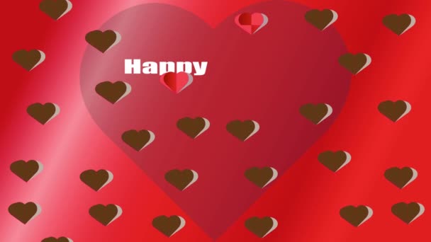 Animație Simplă Ziua Îndrăgostiților Fericit Felicitare Ziua Îndrăgostiților — Videoclip de stoc