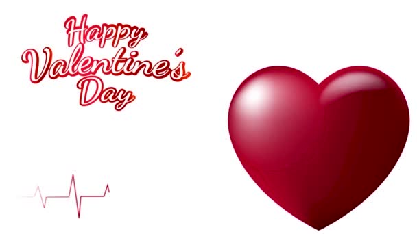 Счастливого Дня Святого Валентина Анимация Биением Сердца Зеленым Экраном Версия — стоковое видео
