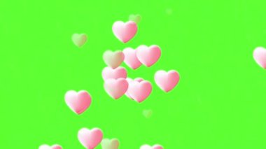 Yeşil ekrana kalp yağmuru animasyonu, Sevgililer Günü ve düğün geçmişi için uygun
