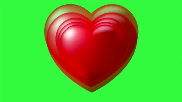 绿色屏幕中的心跳动画 适用于情人节 — 图库视频影像