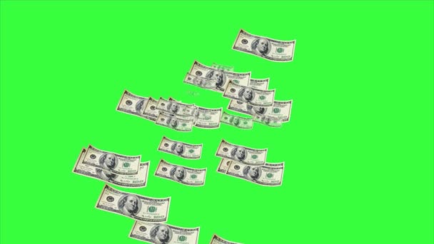 Animazione Una Fontana Banconote 100 Dollari Schermo Verde Adatta Contesti — Video Stock