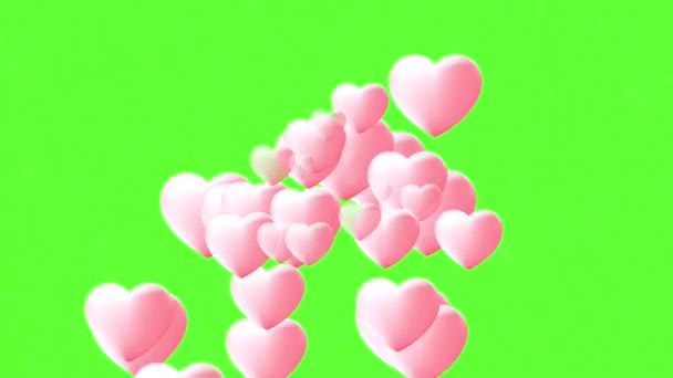 Анимация Фонтана Сердца Зеленом Экране Подходит Дня Святого Валентина Свадебного — стоковое видео