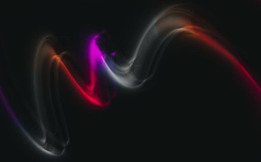 Siyah arkaplan ve duvar dokusunda soyut renkli düzensiz çizgiler. Uzun pozlama. Hafif resim fotoğrafçılığı.