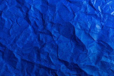 Mavi Kağıt Doku arka planı. Buruşmuş Mavi kağıt soyut şekil arkaplanı.