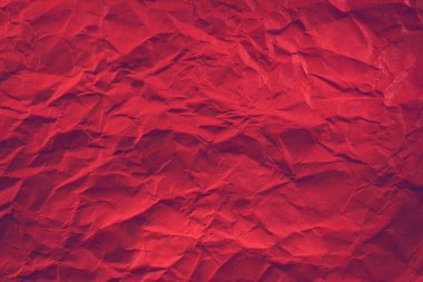Kırmızı Kağıt Doku arka planı. Buruşmuş kırmızı kağıt soyut şekil arkaplanı.