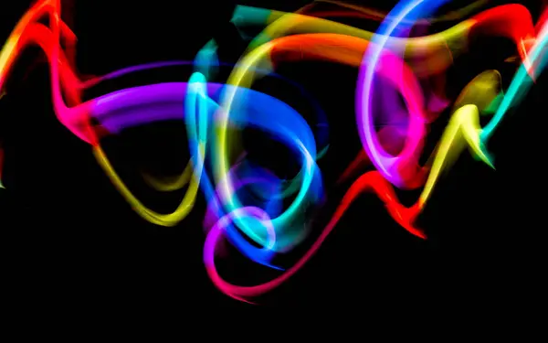 Abstract Colorful Irregular Lines Background Long Exposure Light Painting Photography — Stock Photo, Image