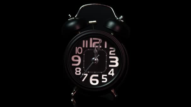 Black Retro Alarm Clock Dark Background — Stock Video